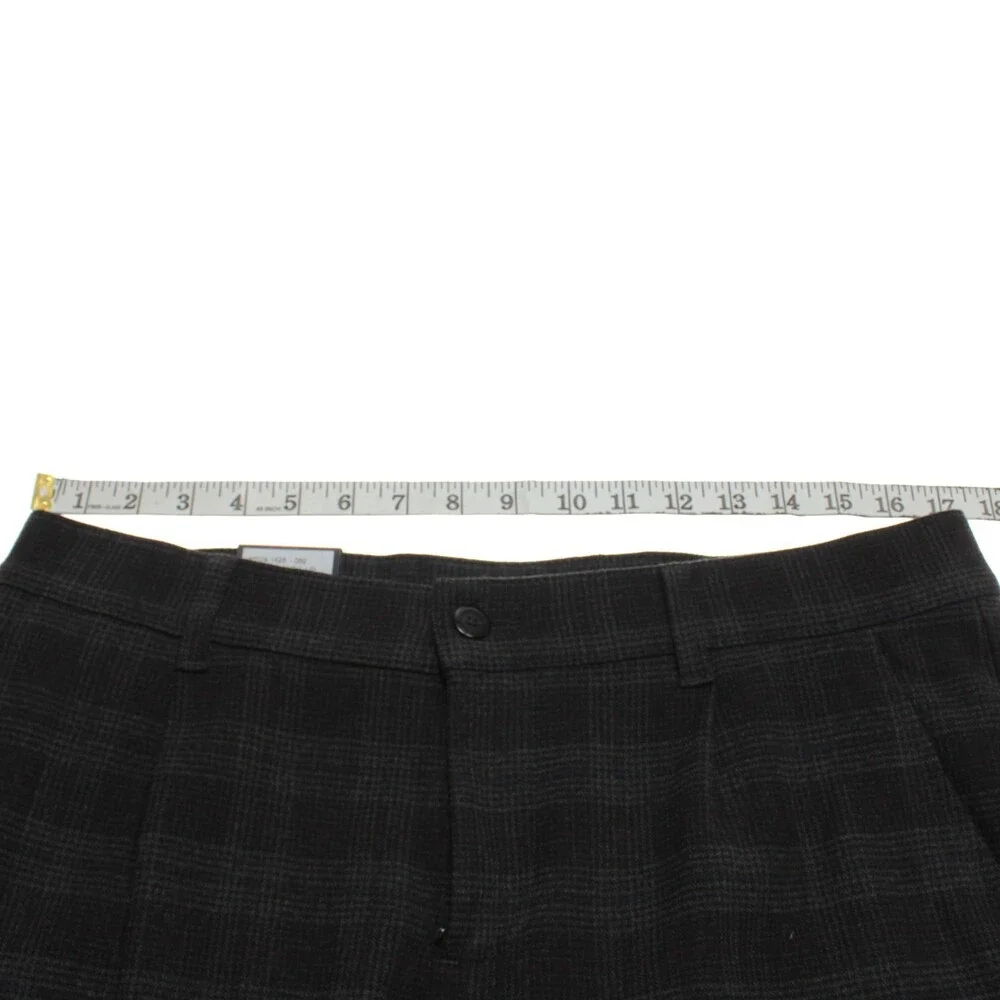 Alberto NWT Pleated Soft Check Chinos / Casual Pants Size 33 US Gray Polyester